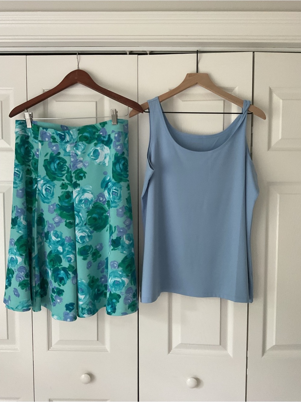 Issac Mizarahi Floral Swing Skirt - Aqua Teal - Picture 8 of 13
